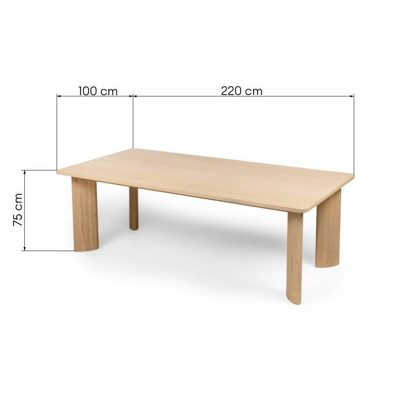 Masă de dining Bali, 220 cm, crem și albă