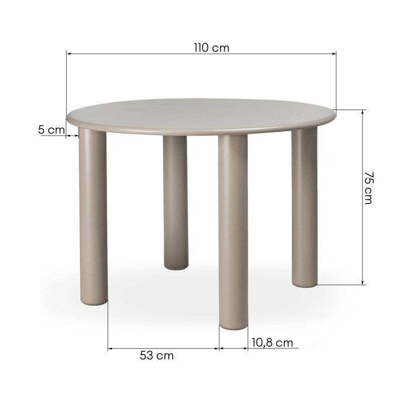 Masă de dining Joki, 110 cm, rotundă, bej închis