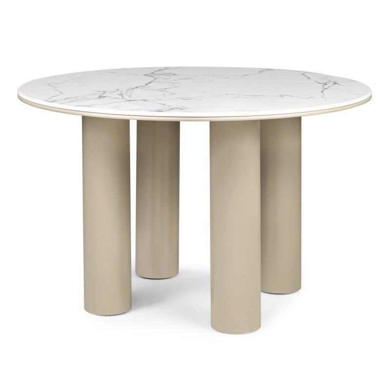 Masă de dining Kairo, 120 cm, rotundă, bej închis, marmură