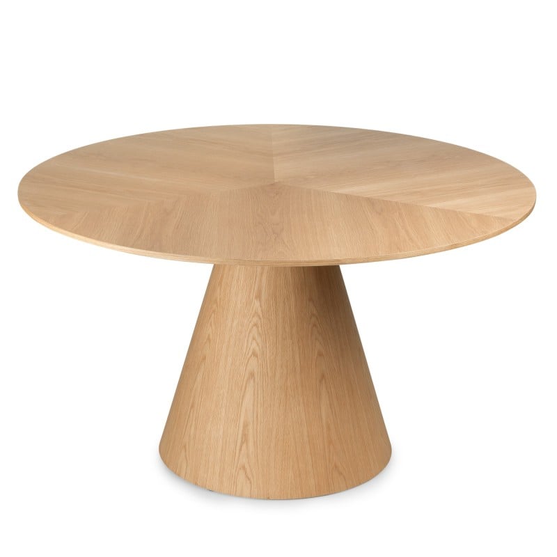 Masă de dining Kiruna, 137 cm, rotundă, furnir de stejar natur