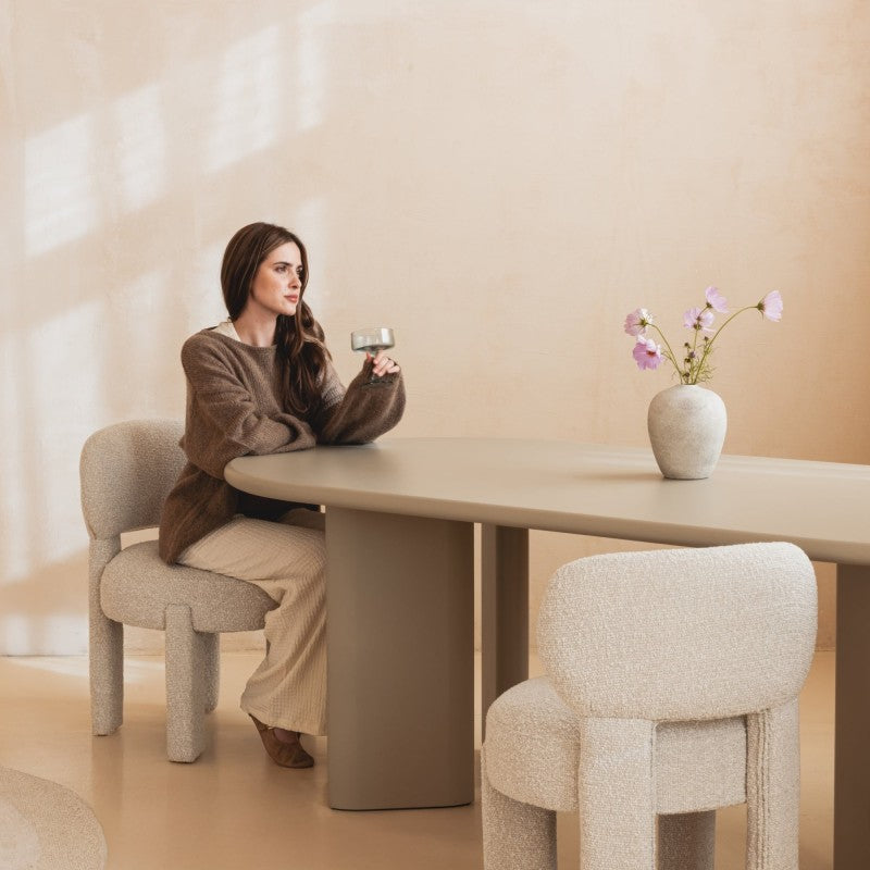 Masă de dining Lima, 220 cm, bej închis, ovală