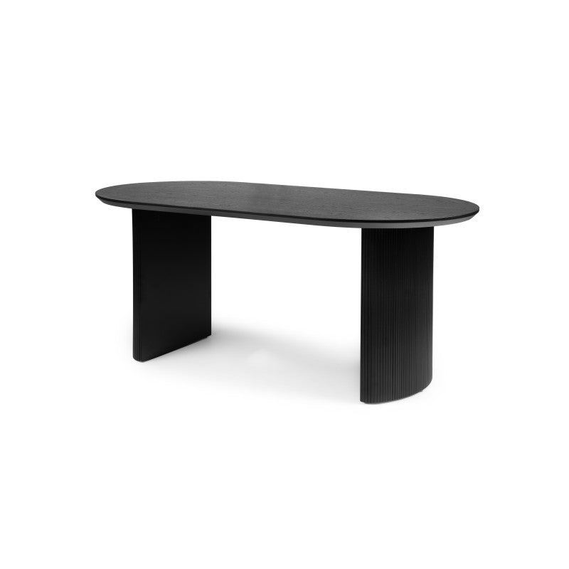 Masă de dining Maurizio, 180 cm, neagră, canelată