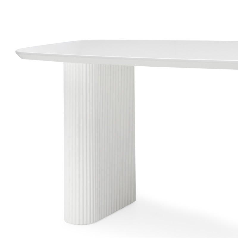Masă de dining Mesilla, 180 cm, albă, cu lamele
