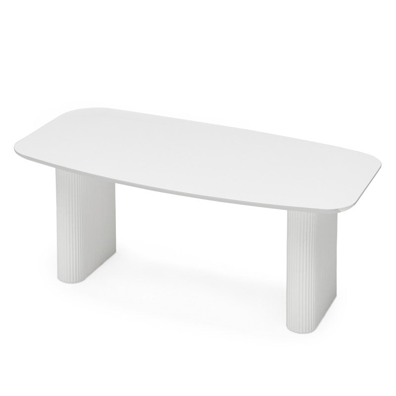 Masă de dining Mesilla, 180 cm, albă, cu lamele