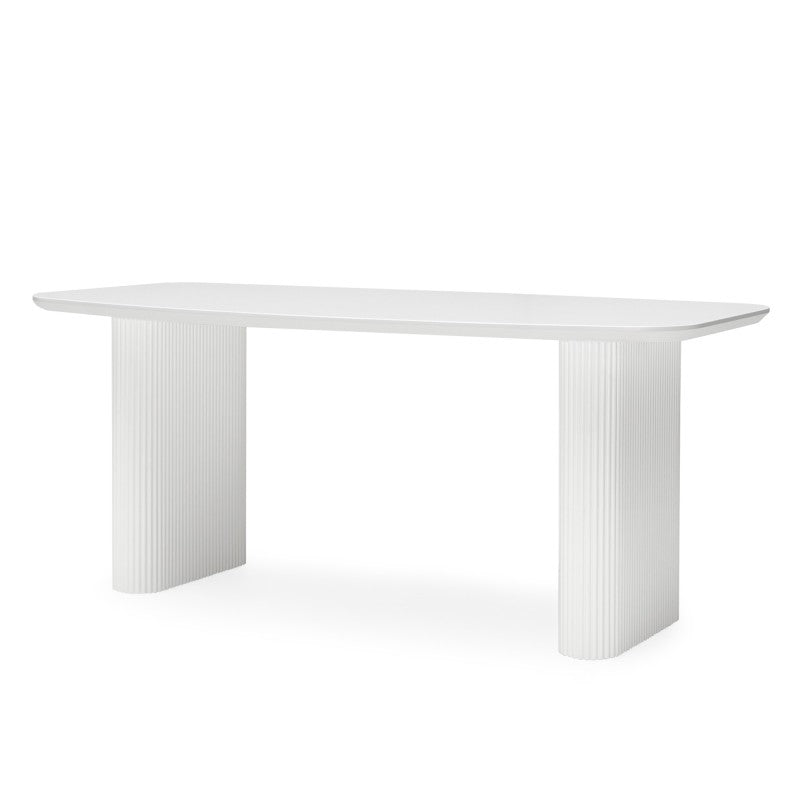 Masă de dining Mesilla, 180 cm, albă, cu lamele