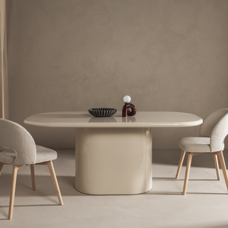 Masă de dining Modesto, 180 cm, bej deschis, lucioasă