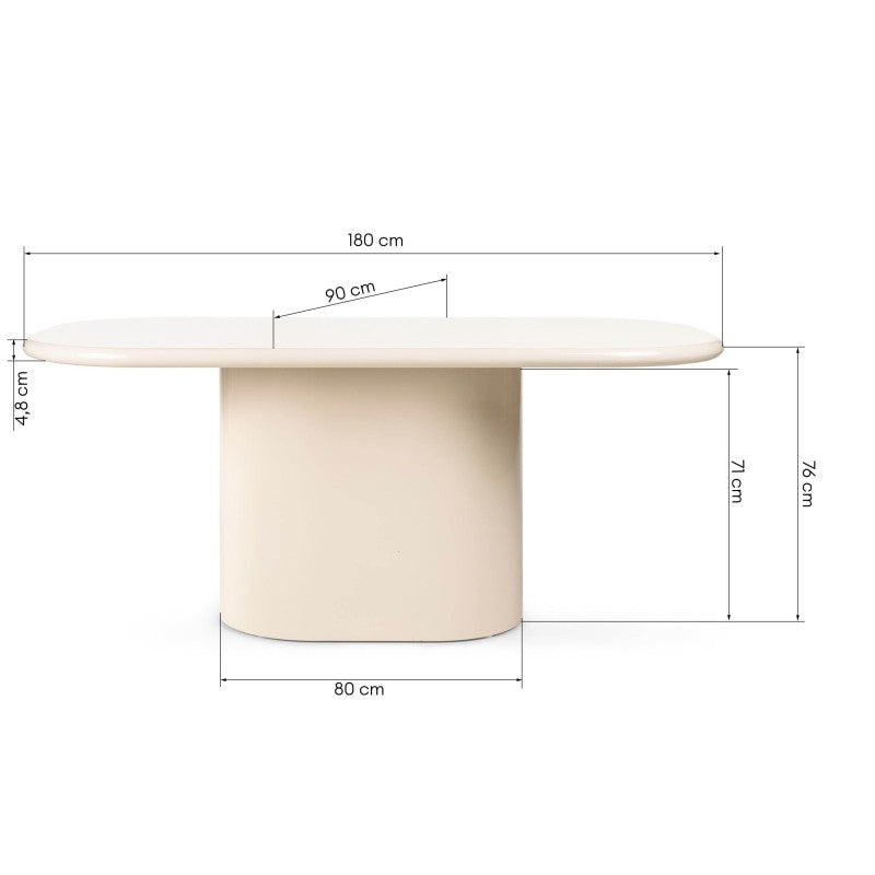 Masă de dining Modesto, 180 cm, bej deschis, lucioasă