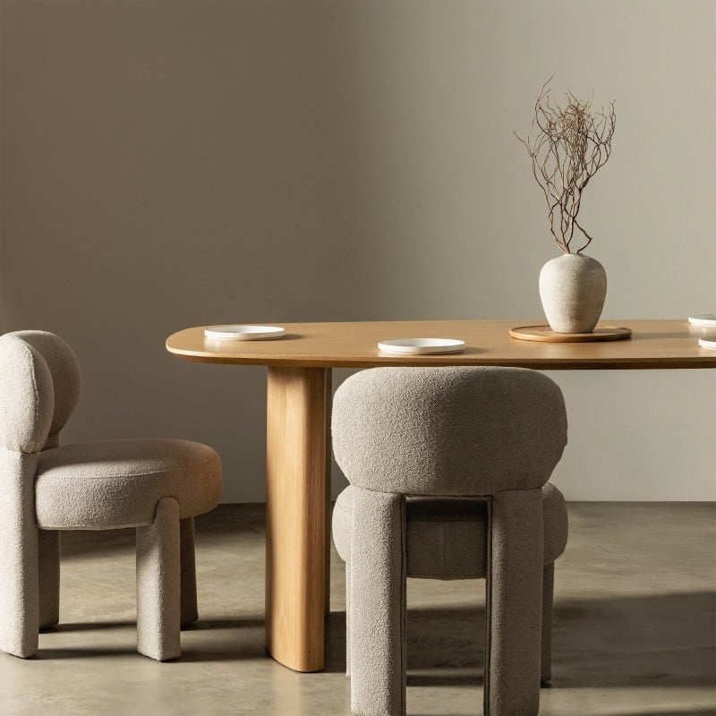 Masă de dining Oriento, 200 cm, ovală, furnir de stejar natur