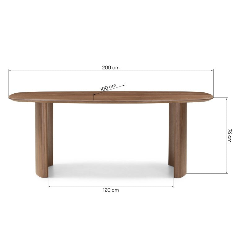 Masă de dining Oriento, 200 cm, ovală, furnir de nuc