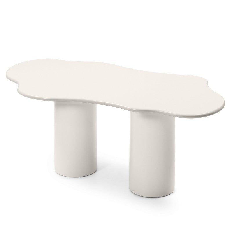 Masă de dining Pinar, 180 cm, gri-bej, forme rotunjite