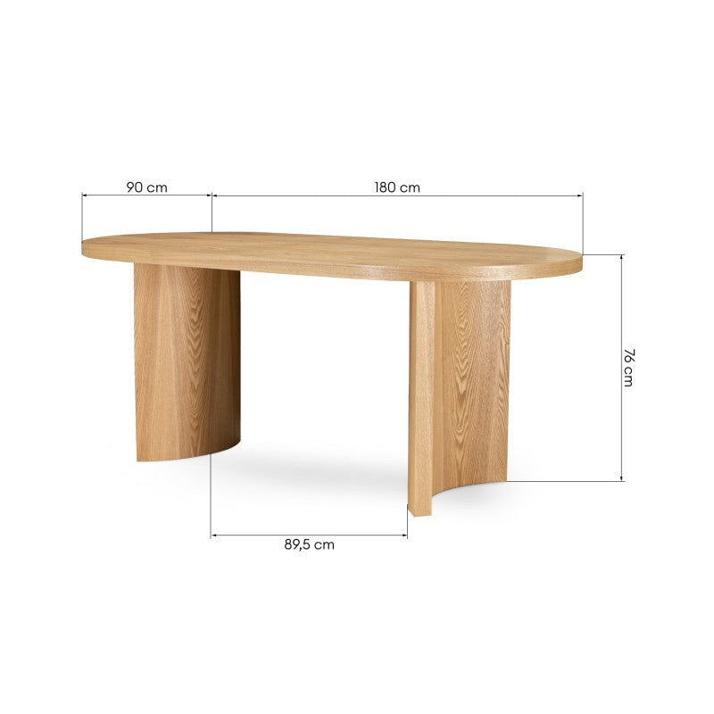 Masă de dining Portofino, 180 cm, ovală, frasin