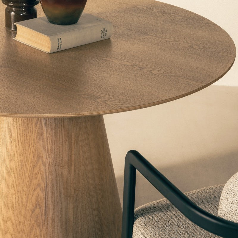 Masă de dining Stella, 120 cm, rotundă, natur, furnir de frasin
