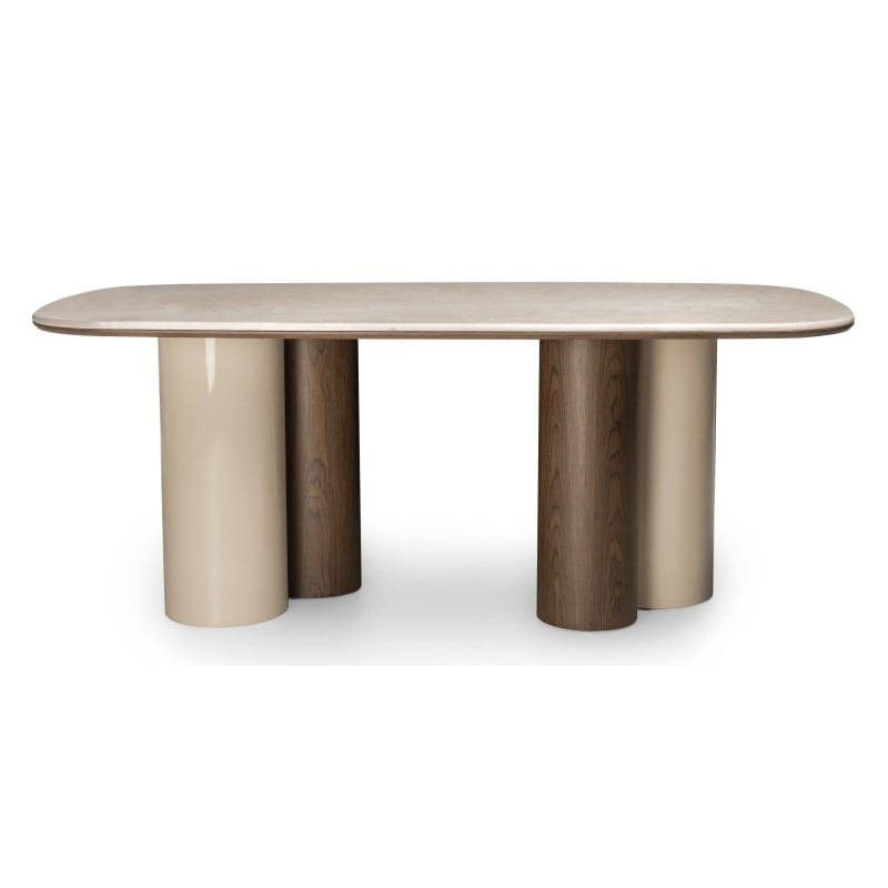 Masă de dining Zorin, 200 cm, bej deschis/marmură