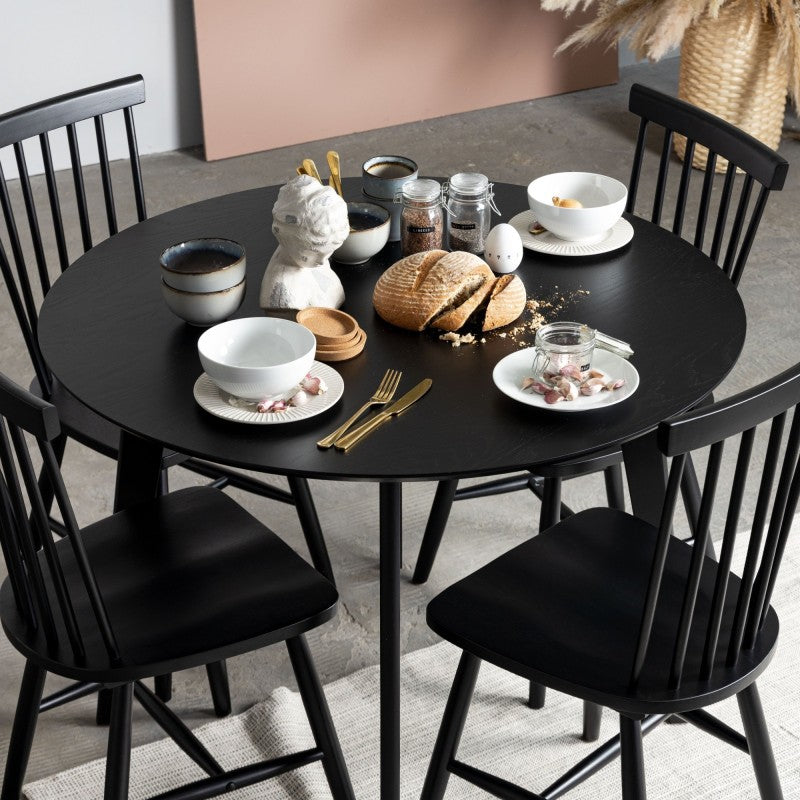Masă de dining Roxby, rotundă, 105 cm, neagră