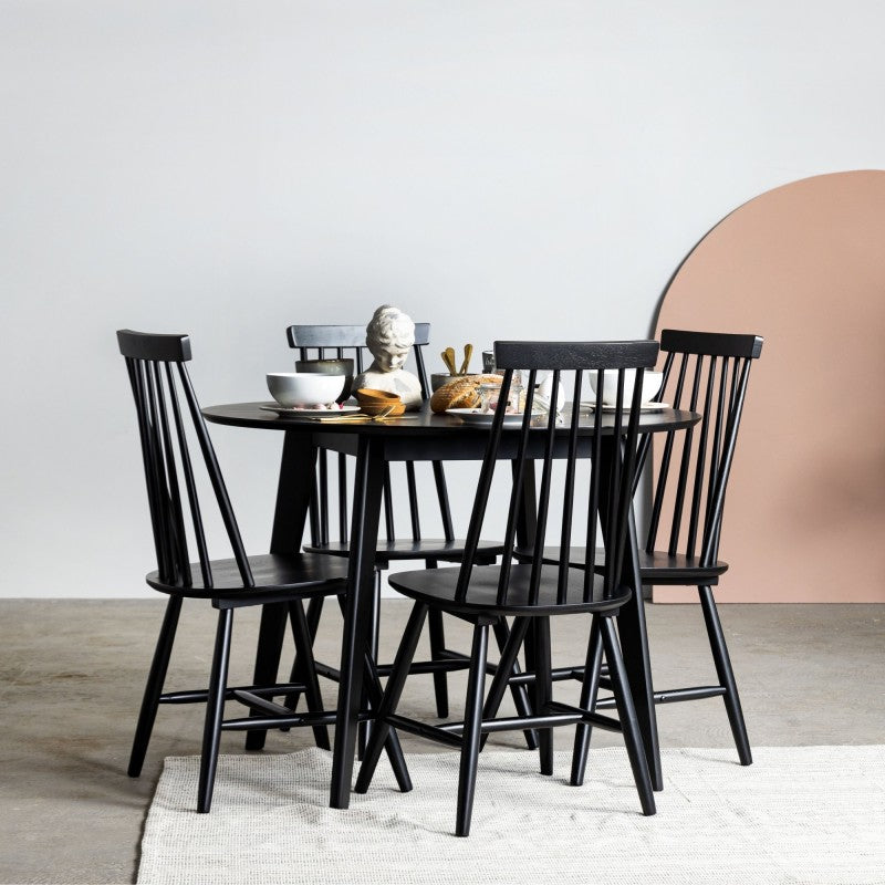 Masă de dining Roxby, rotundă, 105 cm, neagră