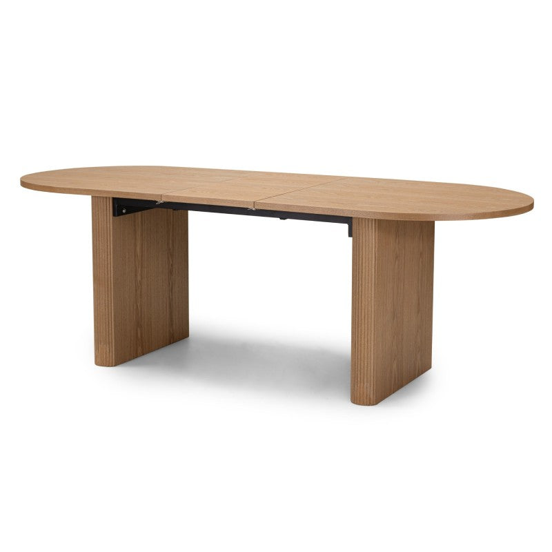Masă extensibilă Inari, 180-220 cm, ovală, natur, furnir de frasin