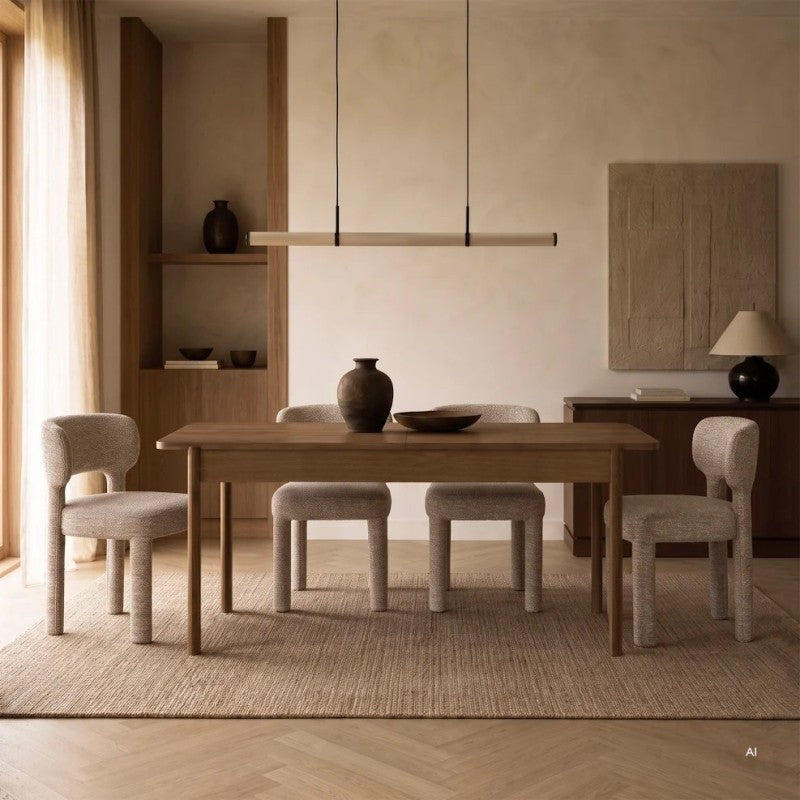 Masă extensibilă Iselio, 160-200 cm, dreptunghiulară, maro, frasin