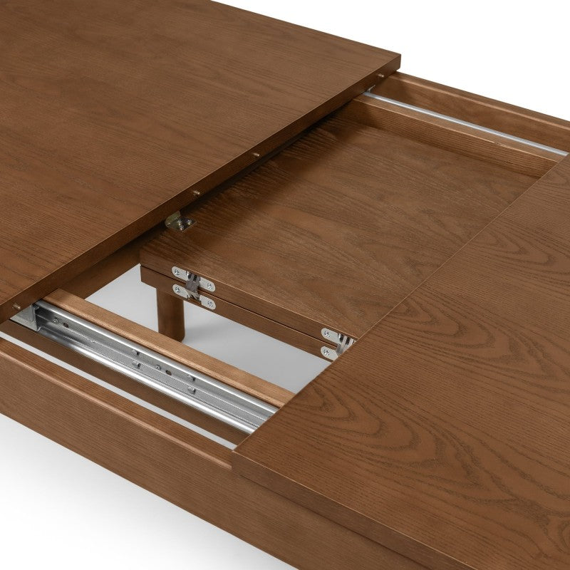 Masă extensibilă Iselio, 160-200 cm, dreptunghiulară, maro, frasin