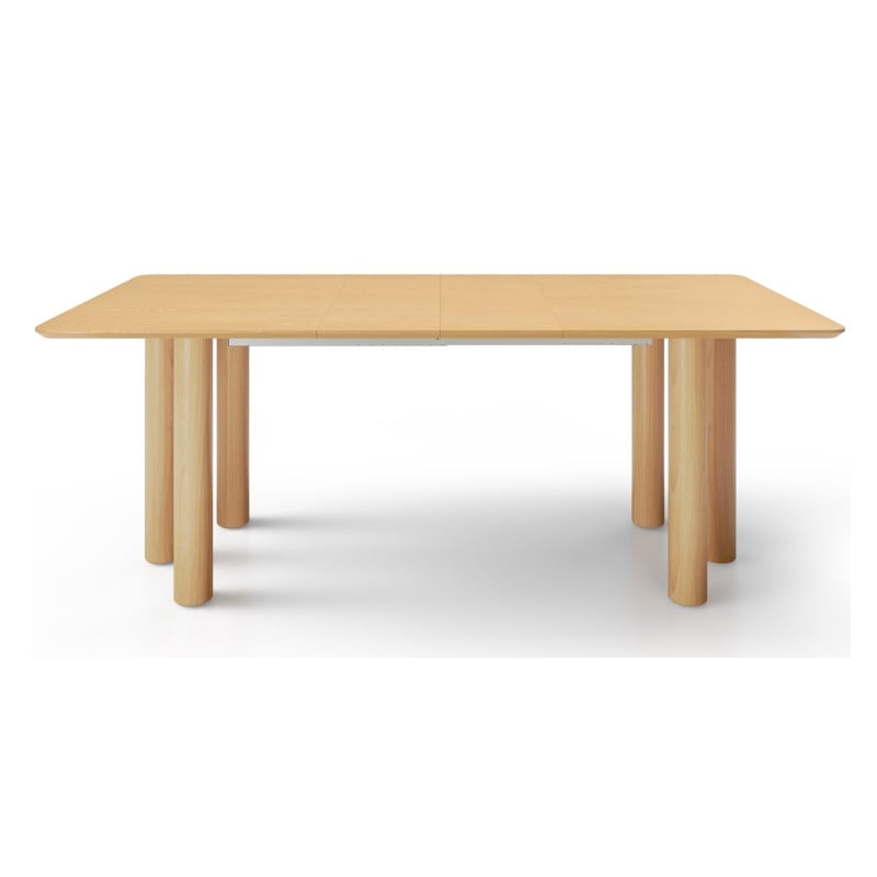 Masă extensibilă Loa, 140-200 cm, furnir de stejar natur, lemn de fag, rotunjită