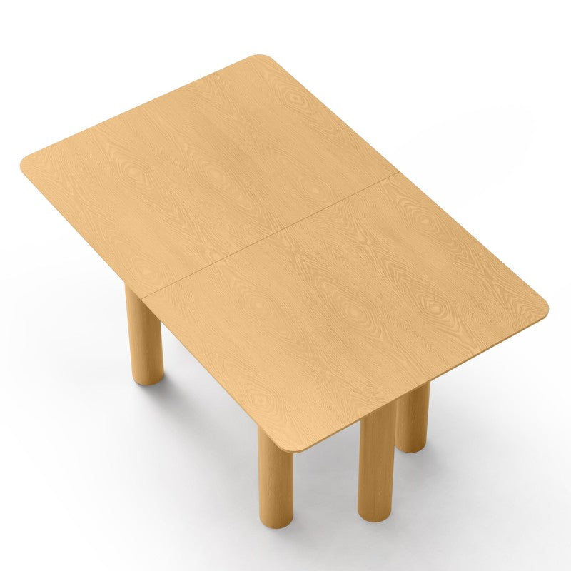 Masă extensibilă Loa, 140-200 cm, furnir de stejar natur, lemn de fag, rotunjită