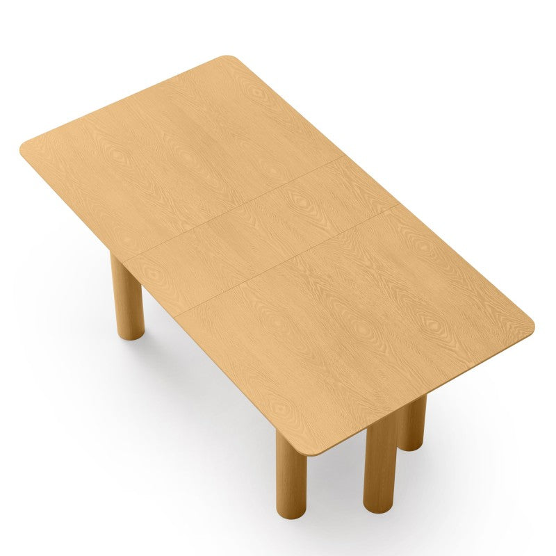 Masă extensibilă Loa, 140-200 cm, furnir de stejar natur, lemn de fag, rotunjită