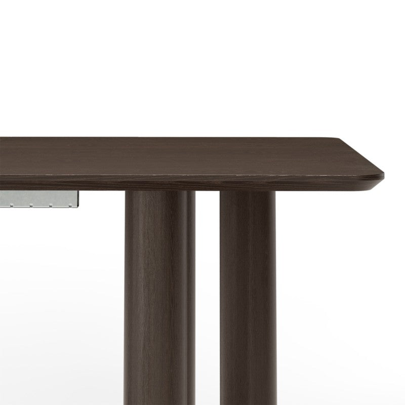 Masă extensibilă Loa, 140-200 cm, furnir de stejar, nuc, lemn de fag, rotunjită