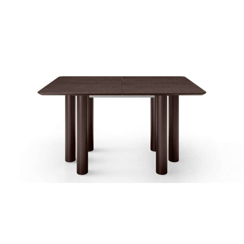 Masă extensibilă Loa, 140-200 cm, furnir de stejar, nuc, lemn de fag, rotunjită