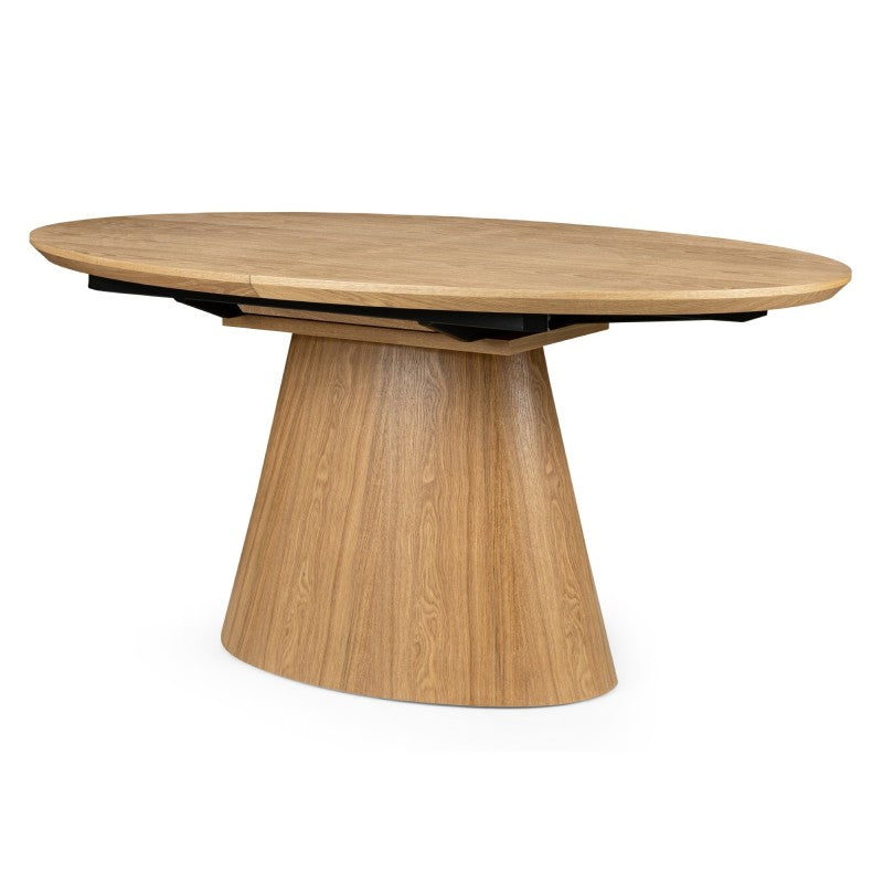 Masă extensibilă Solan, 160-200 cm, ovală, natur, furnir de frasin