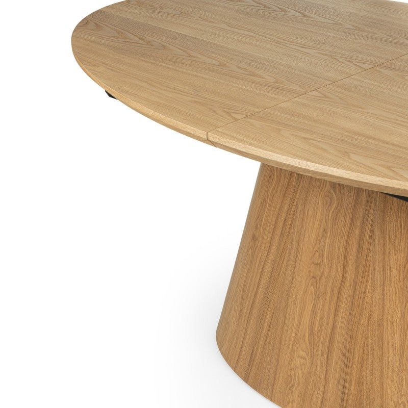 Masă extensibilă Solan, 160-200 cm, ovală, natur, furnir de frasin