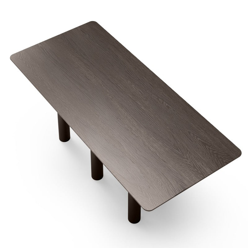 Masă Ritro, blat dreptunghiular 200 cm, lemn, furnir de stejar, nuc