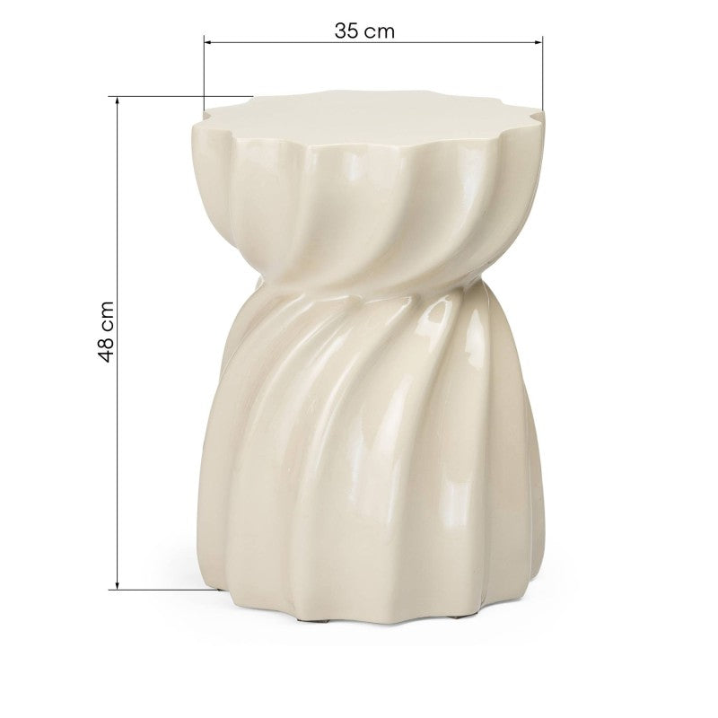 Măsuță auxiliară Bloom, 35 cm, bej, lucioasă