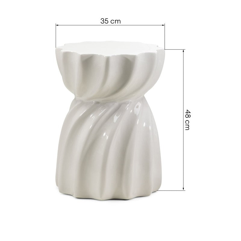 Măsuță auxiliară Bloom, 35 cm, gri-bej, lucioasă