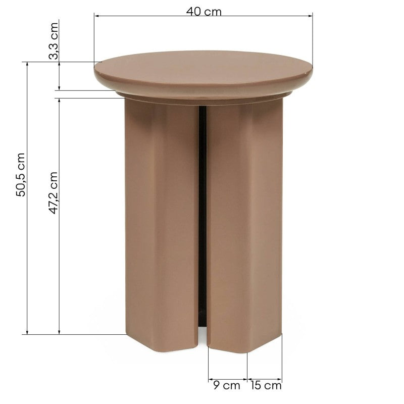 Măsuță auxiliară Brie, 40 cm, maro deschis, mocha, lucioasă
