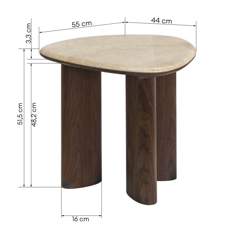 Măsuță auxiliară Essence, 44 cm, nuc închis/marmură