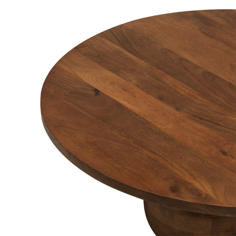 Măsuță de cafea Agostino, 100 cm, rotundă, lemn de mango, nuc închis, forme rotunjite