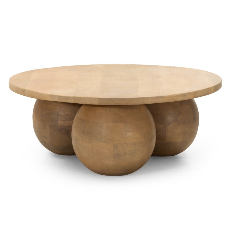 Măsuță de cafea Agostino, 80 cm, rotundă, lemn de mango, forme rotunjite