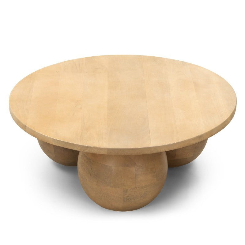 Măsuță de cafea Agostino, 80 cm, rotundă, lemn de mango, forme rotunjite