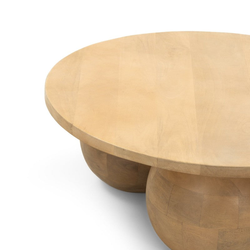 Măsuță de cafea Agostino, 80 cm, rotundă, lemn de mango, forme rotunjite