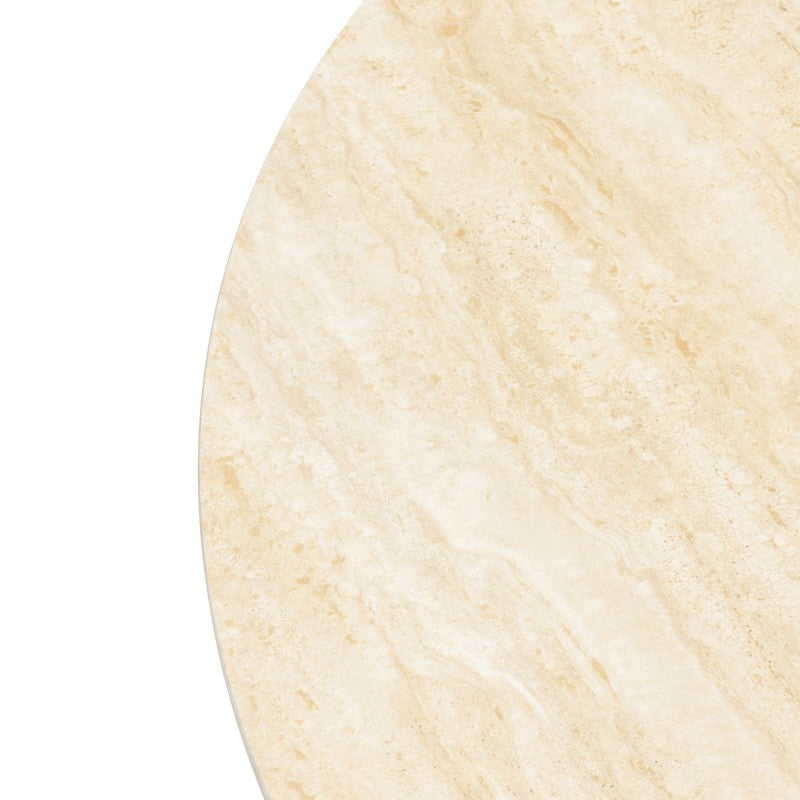 Măsuță de cafea Alesund, 90 cm, rotundă, travertin/stejar