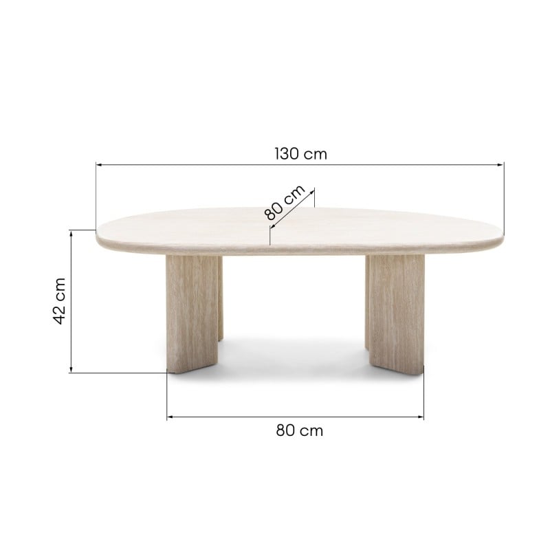 Măsuță de cafea Cameron, 130 cm, travertin