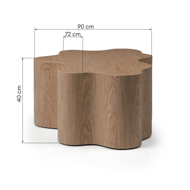Măsuță de cafea Cosmo, 90 cm, nuc, forme rotunjite