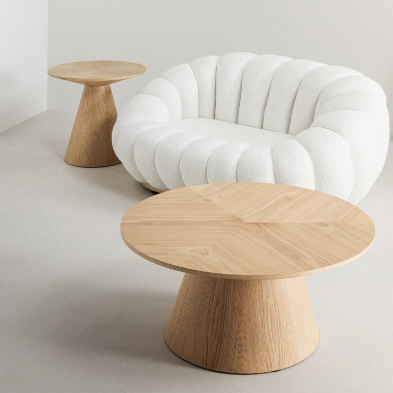 Măsuță de cafea Dalarna, 90 cm, rotundă, furnir de stejar natur