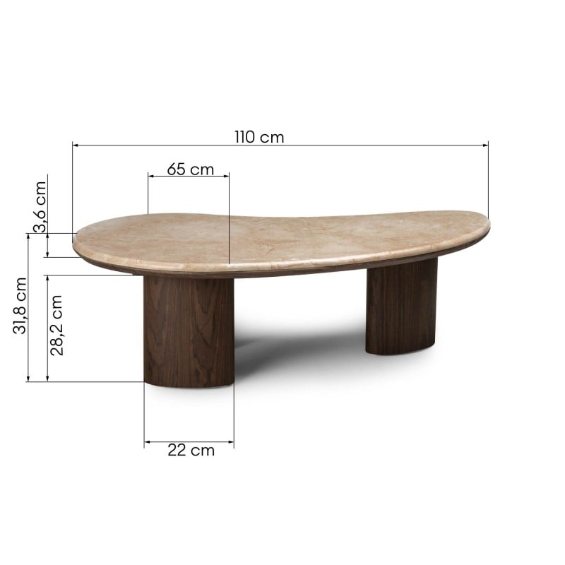 Măsuță de cafea Essence, 110 cm, nuc închis/marmură
