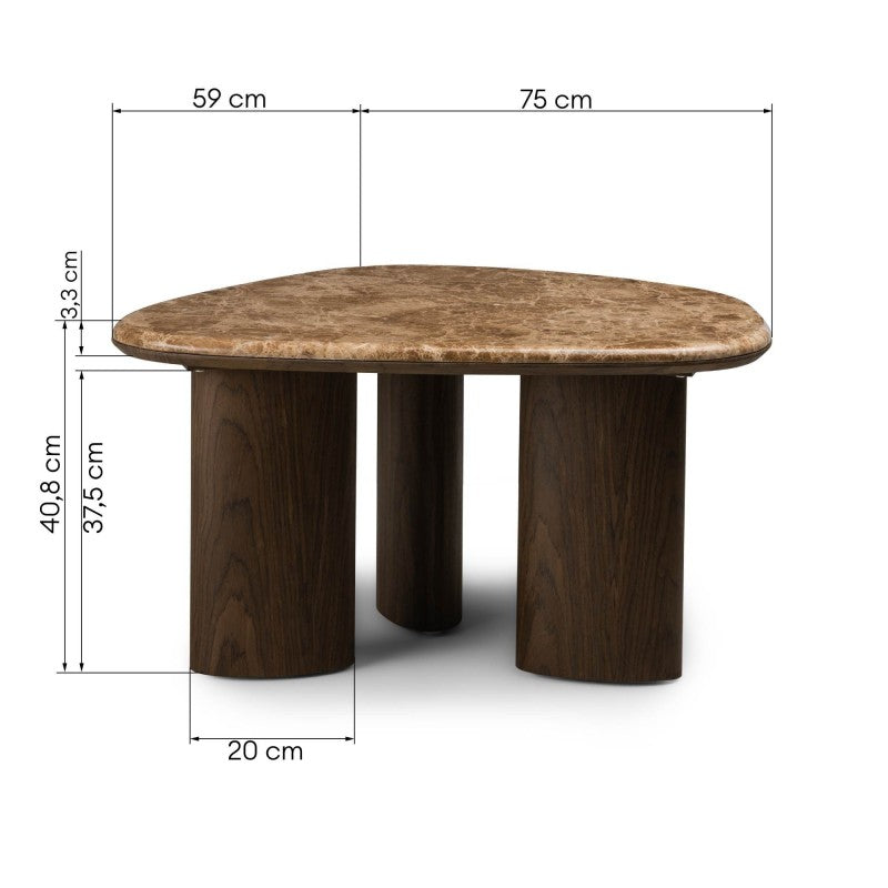 Măsuță de cafea Essence, 75 cm, nuc închis/marmură