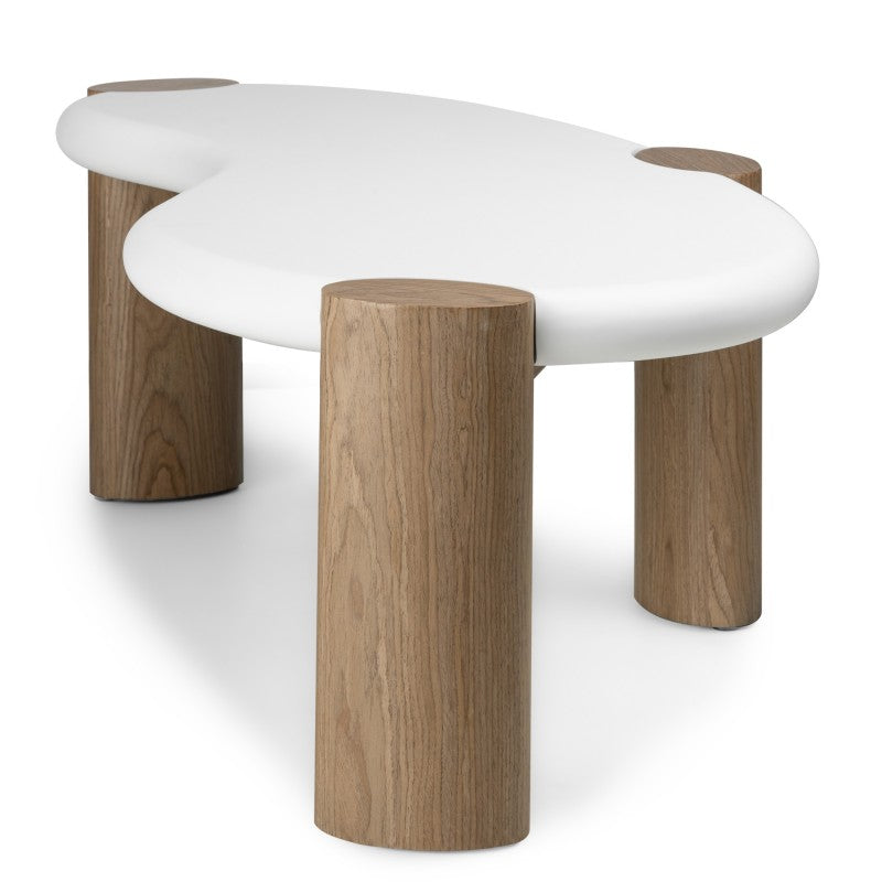 Măsuță de cafea Floe, 125 cm, albă/nuc