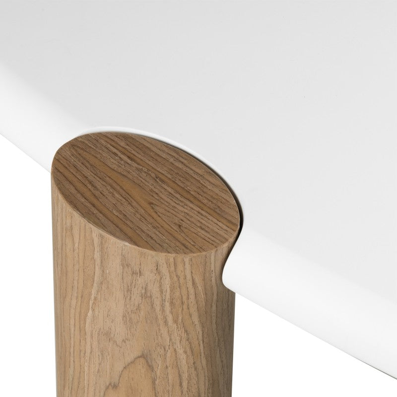 Măsuță de cafea Floe, 125 cm, albă/nuc