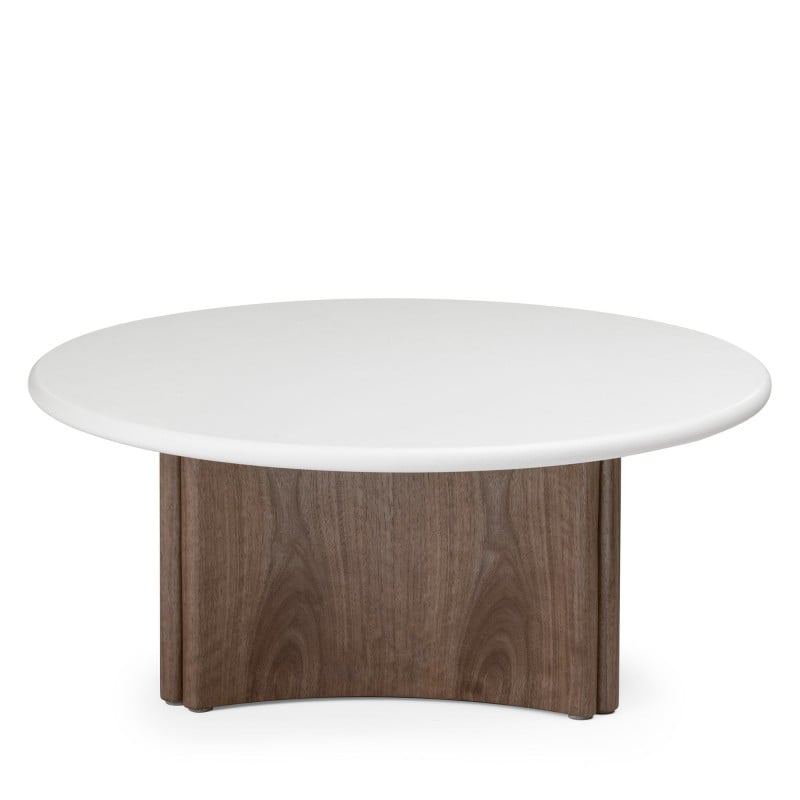 Măsuță auxiliară Marlo II, 50 cm, alb-crem/nuc, microciment