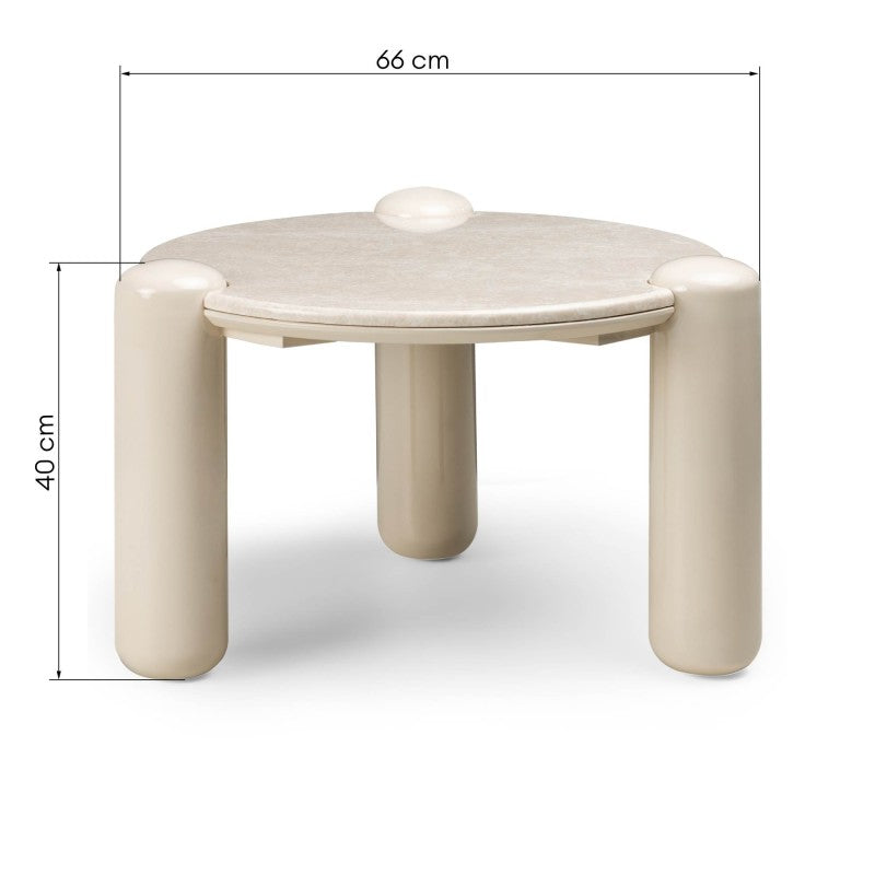 Măsuță de cafea Noemi, 66 cm, bej deschis/marmură, lucioasă