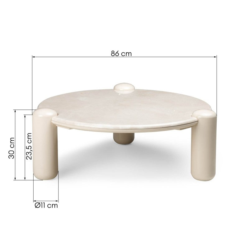 Măsuță de cafea Noemi, 86 cm, bej deschis/marmură, lucioasă
