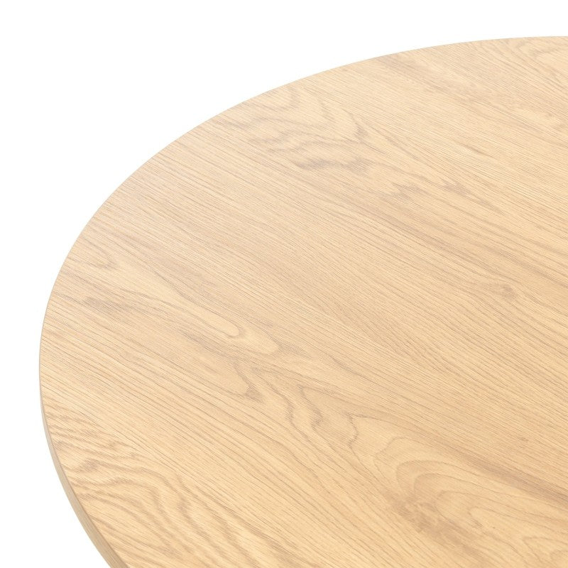 Măsuță de cafea Remigio, 80 cm, rotundă cu lamele, stejar